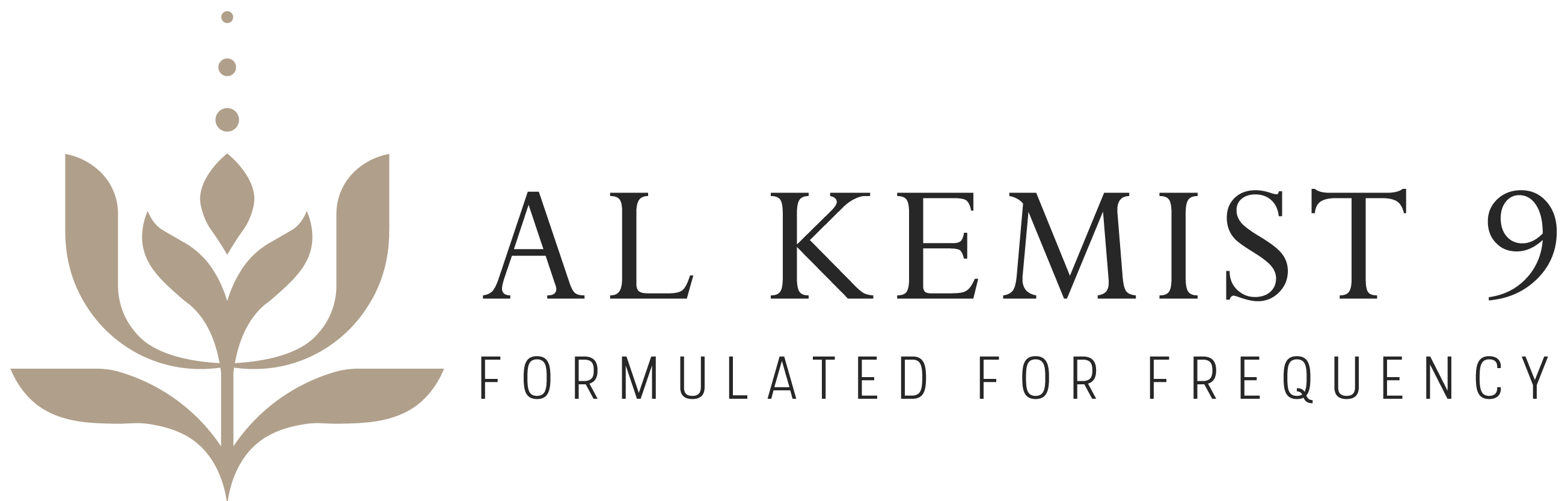 Al Kemist 9 logo with a stylized flower design on a white background